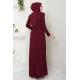 Drape Detaylı Elbise ASM2743 Bordo