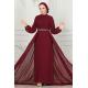 Drape Detaylı Taşlı Abiye 5940AB368 Bordo