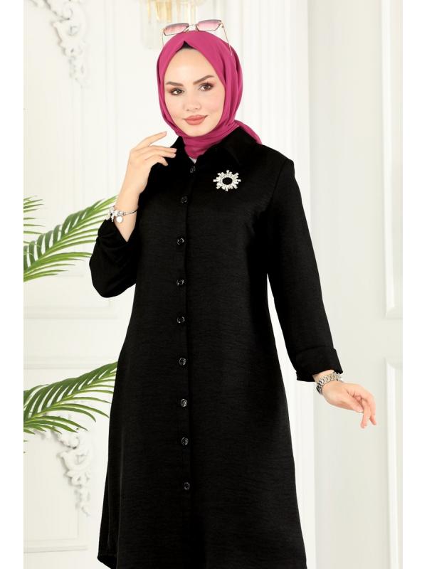 Düğmeli Basic Tunik 3012KTR750 Siyah