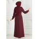 Drape Taş Detaylı Abiye 2527SL432 Bordo