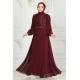 Drape Taş Detaylı  Abiye 6583YG95 Bordo