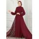 Drape Detaylı Taşlı Abiye 5940AB368 Bordo