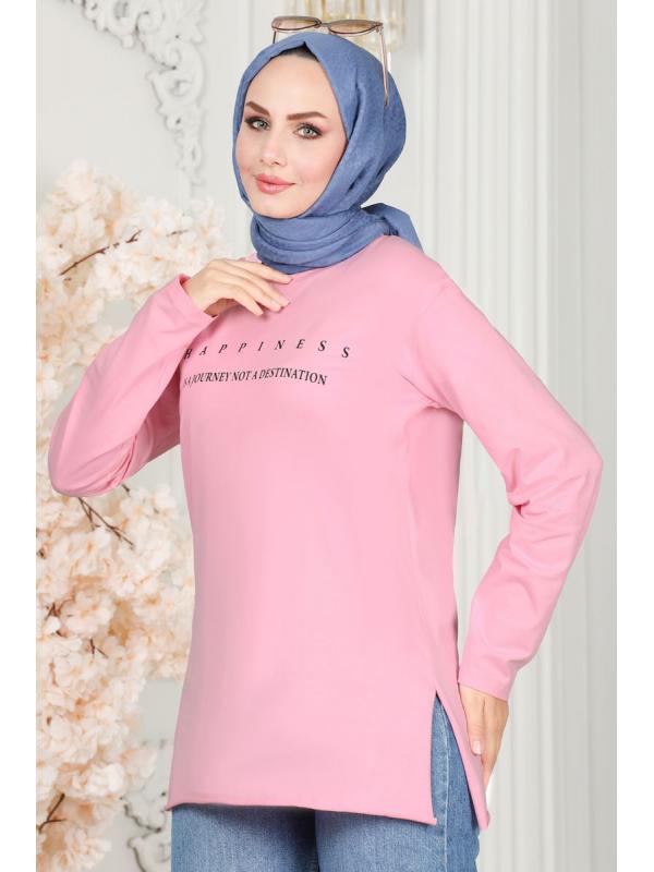 Yazı Baskılı Tunik 20396ETT926 Pembe