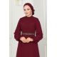 Drape Detaylı Taşlı Abiye 5940AB368 Bordo