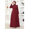 Drapeli Pul Detaylı Elbise ASM2693 Bordo