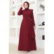 Drapeli Pul Detaylı Elbise ASM2693 Bordo