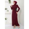 Drape Detaylı Elbise ASM2743 Bordo