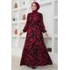 Desenli Kemerli Helen Elbise 216DVL817 Bordo