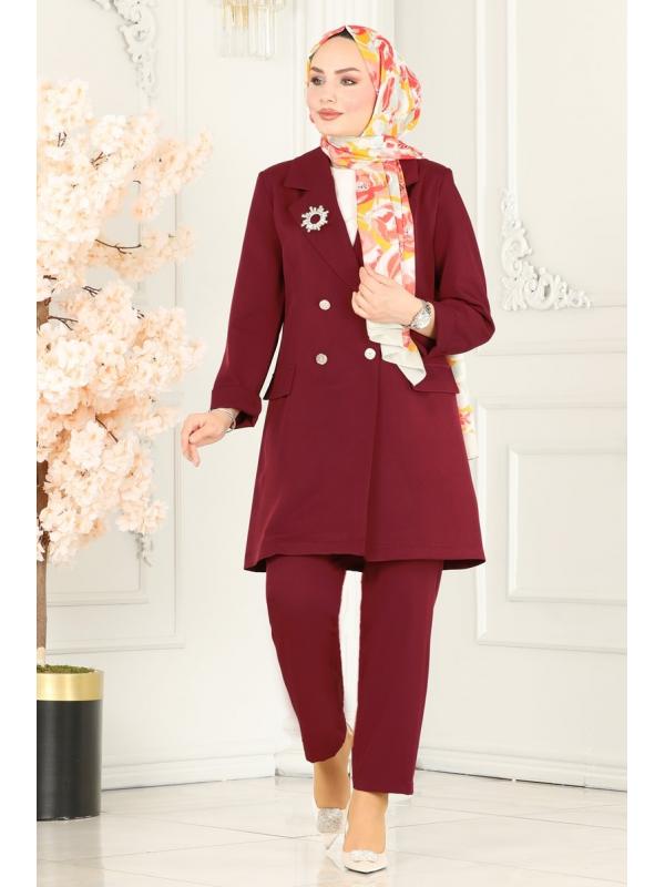 Blazer Ceketli Dabıl Takım 5795AB368 Bordo