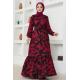 Desenli Kemerli Helen Elbise 216DVL817 Bordo