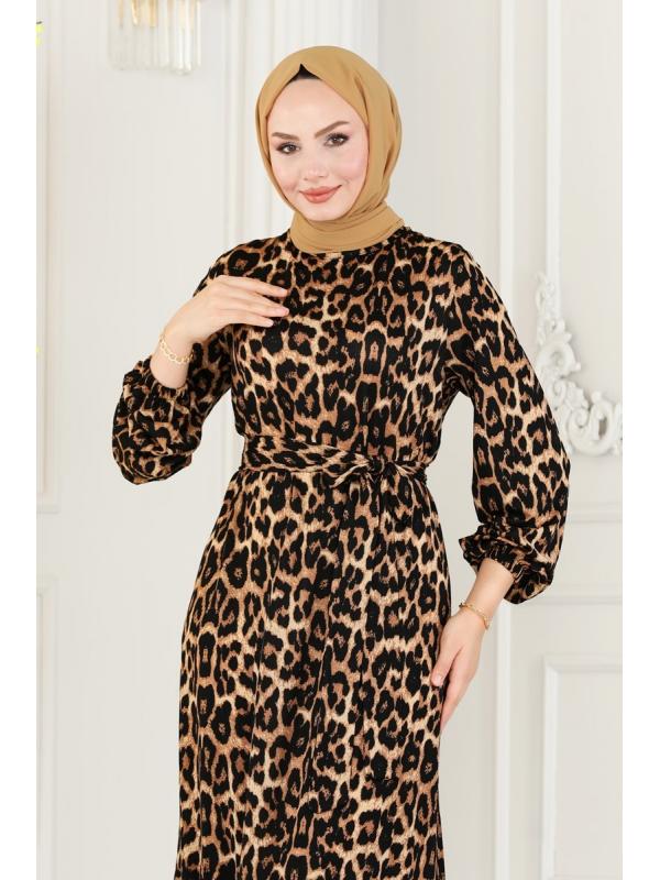 Eteği Fırfırlı Helen Elbise 234DVL817 Leopar