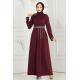 Drape Taş Detaylı Abiye 2529SL432 Bordo