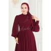 Taş İşlemeli Şifon Abiye ABY5652 Bordo