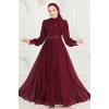 Taş İşlemeli Şifon Abiye ABY5652 Bordo