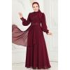 Taş İşlemeli Şifon Abiye ABY5652 Bordo