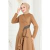 Drape Detaylı Tesettür Abiye 2519SL432 Latte