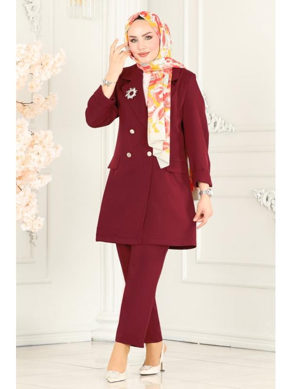 Blazer Ceketli Dabıl Takım 5795AB368 Bordo