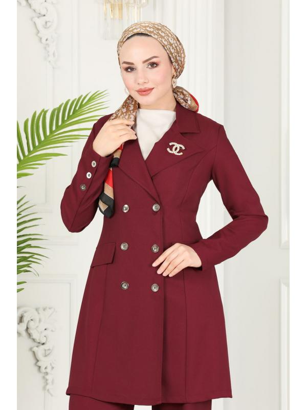 Ceketli Tesettür Takım ASM2686 Bordo