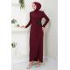 Drape Detaylı Elbise ASM2743 Bordo