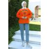 Gömlek Yaka Baskılı Sweatshirt 20409ETT926 Oranj