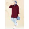 Yarım Fermuarlı Triko Tunik 11043BRZ597 Bordo