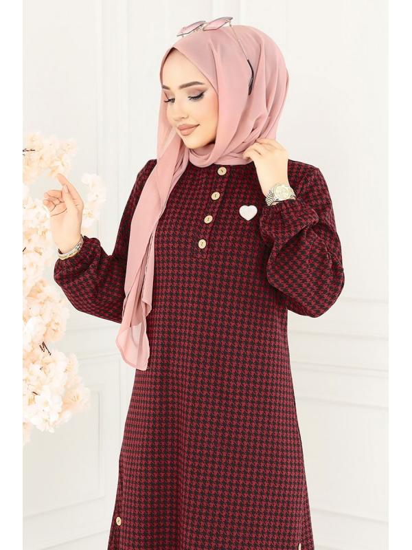 Kazayağı Desenli Kışlık Tunik 2502SL432 Bordo