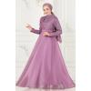 Taşlı Organze Abiye 5743AB368 Lila