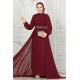 Drape Detaylı Taşlı Abiye 5940AB368 Bordo