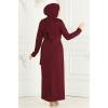 Drapeli Kalem Elbise ASM2580 Bordo