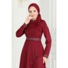 Drape Detaylı Tesettür Abiye 264DVL817 Bordo