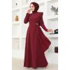 Drapeli Pul Detaylı Elbise ASM2693 Bordo