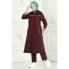 Manşeti Ribanalı Kışlık Spor Takım PL9075 Bordo&Ekru