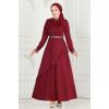 Drape Detaylı Tesettür Abiye 264DVL817 Bordo