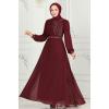 Drape Taş Detaylı  Abiye 6583YG95 Bordo