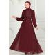 Drape Taş Detaylı  Abiye 6583YG95 Bordo