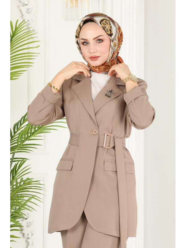 Kemerli Blazer Ceketli Takım 9037MDH809 Vizyon