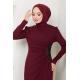 Drape Detaylı Elbise ASM2743 Bordo