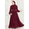 Taş İşlemeli Şifon Abiye ABY5652 Bordo