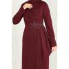 Drapeli Kalem Elbise ASM2580 Bordo