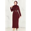 Drapeli Kalem Elbise ASM2580 Bordo