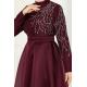 Taşlı Organze Abiye 5743AB368 Bordo