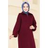 Yarım Fermuarlı Triko Tunik 11043BRZ597 Bordo