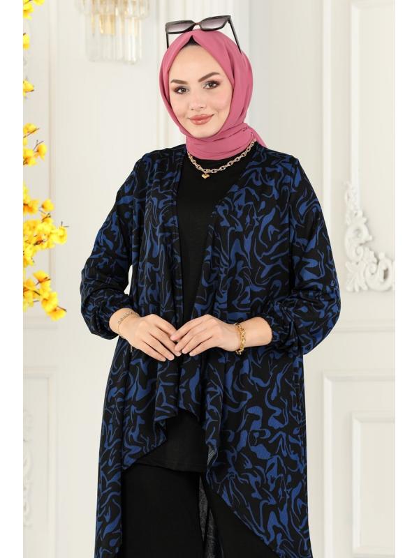 Desenli Üçlü Helen Takım 240DVL817 Desen 2 Saks&Siyah