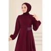 Beli Drapeli Tesettür Elbise ASM2597 Bordo