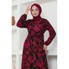 Desenli Kemerli Helen Elbise 216DVL817 Bordo