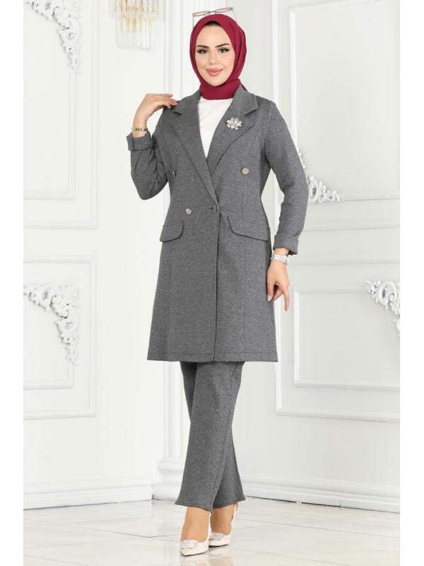 Blazer Ceketli Kışlık Takım 2662SL432 Gri