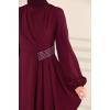 Beli Drapeli Tesettür Elbise ASM2597 Bordo