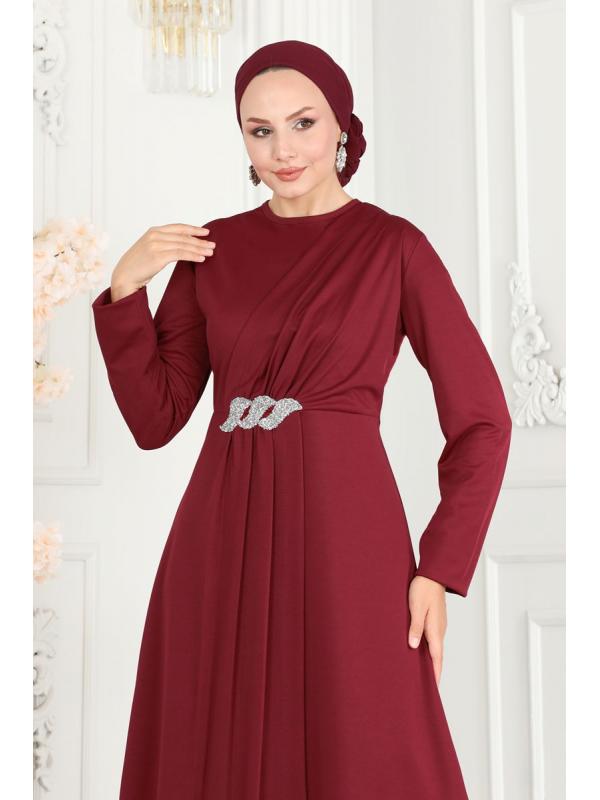 Drape Taş Detaylı İkili Takım 265DVL817 Bordo