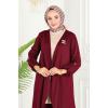 Salaş Üçlü Tesettür Takım 258DVL817 Bordo&Taş