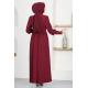 Düğmeli Elbise ASM2655 Bordo